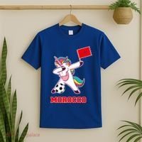 Morocco Soccer Meaningful Gift Dabbing Unicorn Moroccan Flag Gift T-Shirt thumb 2