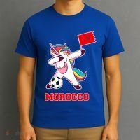 Morocco Soccer Meaningful Gift Dabbing Unicorn Moroccan Flag Gift T-Shirt thumb 3