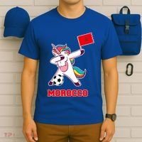 Morocco Soccer Meaningful Gift Dabbing Unicorn Moroccan Flag Gift T-Shirt thumb 6