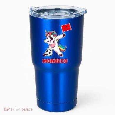 Morocco Soccer Meaningful Gift Dabbing Unicorn Moroccan Flag Gift Tumbler
