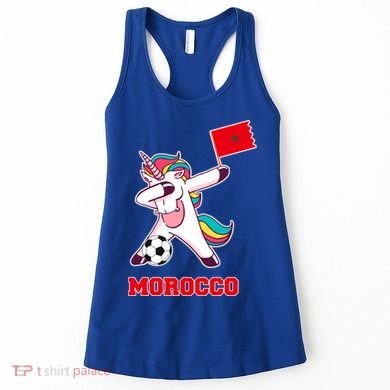 Morocco Soccer Meaningful Gift Dabbing Unicorn Moroccan Flag Gift Women's Tank Top