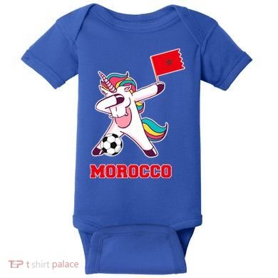 Morocco Soccer Meaningful Gift Dabbing Unicorn Moroccan Flag Gift Baby Bodysuit