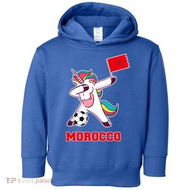 Morocco Soccer Meaningful Gift Dabbing Unicorn Moroccan Flag Gift Toddler Hoodie