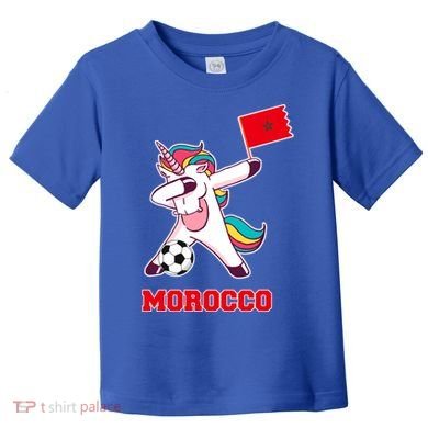 Morocco Soccer Meaningful Gift Dabbing Unicorn Moroccan Flag Gift Toddler T-Shirt