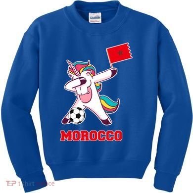 Morocco Soccer Meaningful Gift Dabbing Unicorn Moroccan Flag Gift Kids Sweatshirt