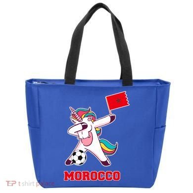 Morocco Soccer Meaningful Gift Dabbing Unicorn Moroccan Flag Gift Tote Bag