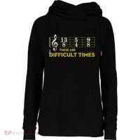 Musician Sheet Music These Are Difficult Times Womens Funnel Neck Pullover Hood thumb 0