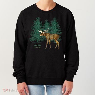 Maine State Moose Lovers Trees Vintagelook Souvenir Gift Women's Sweatshirt