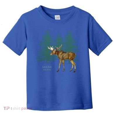 Maine State Moose Lovers Trees Vintagelook Souvenir Gift Toddler T-Shirt