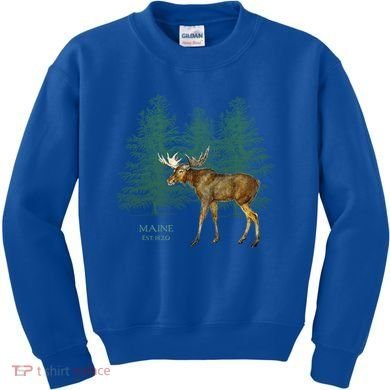 Maine State Moose Lovers Trees Vintagelook Souvenir Gift Kids Sweatshirt
