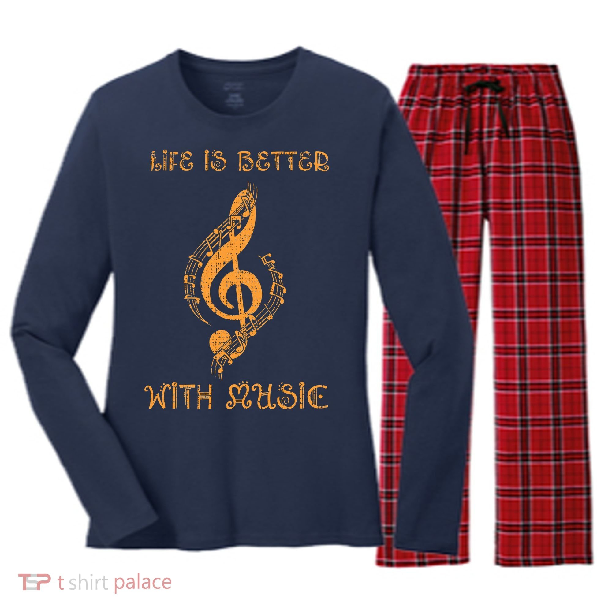 Musical Sheet Musical Note Melody Harmony Musician Women's Long Sleeve Flannel Pajama Set 
