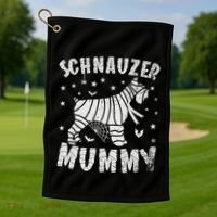 Miniature Schnauzer Mummy Halloween Gift Golf Towel thumb 1