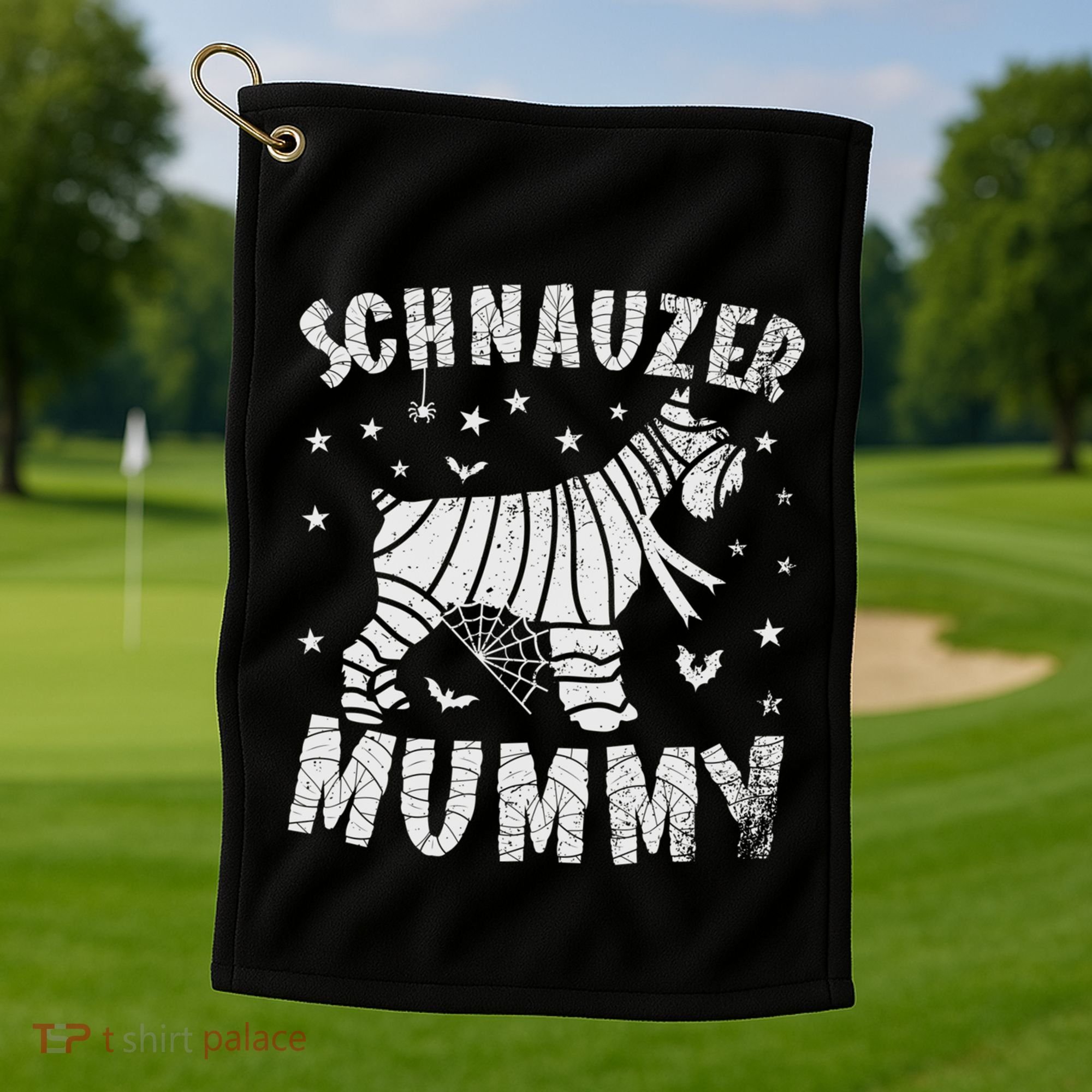 Miniature Schnauzer Mummy Halloween Gift Golf Towel