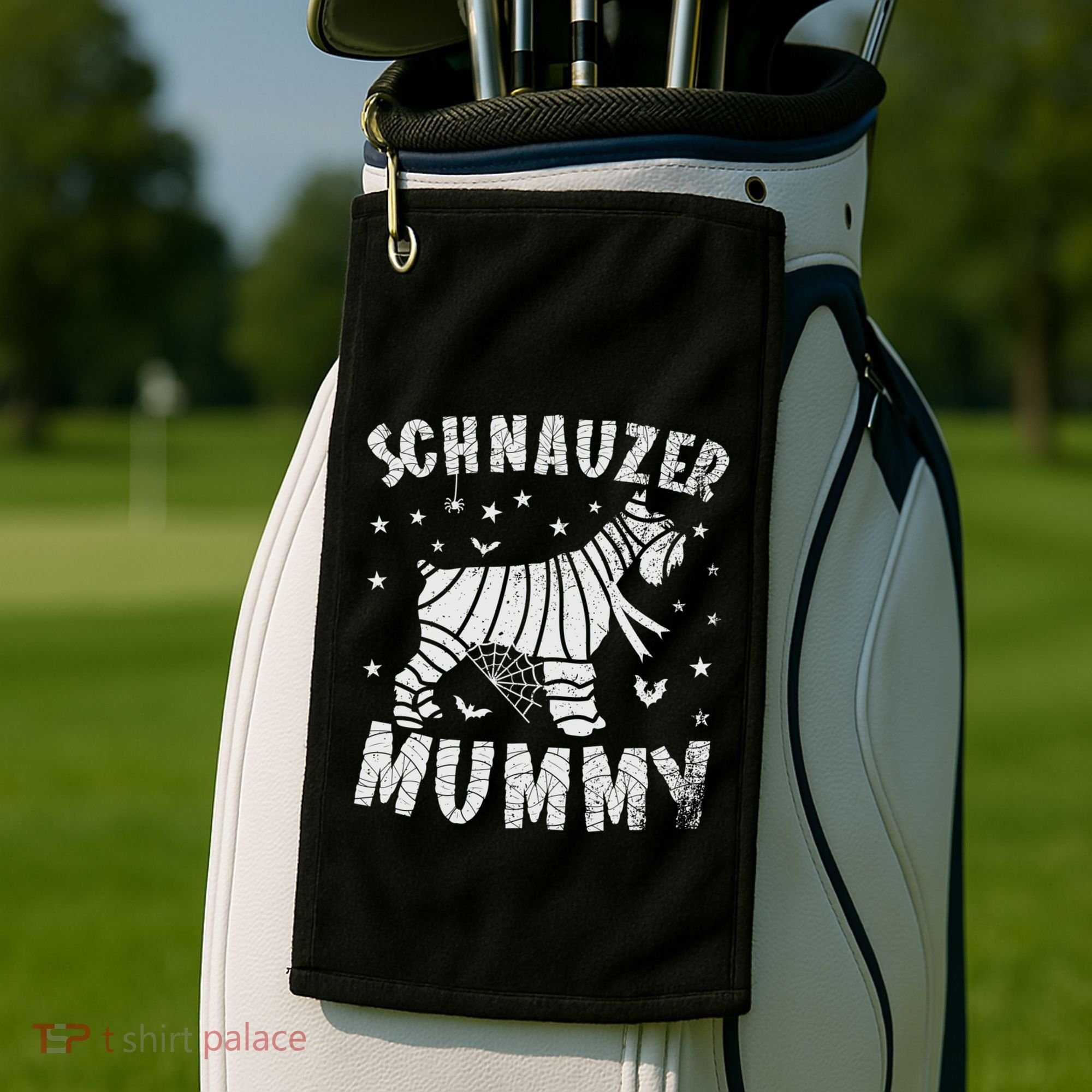 Miniature Schnauzer Mummy Halloween Gift Golf Towel