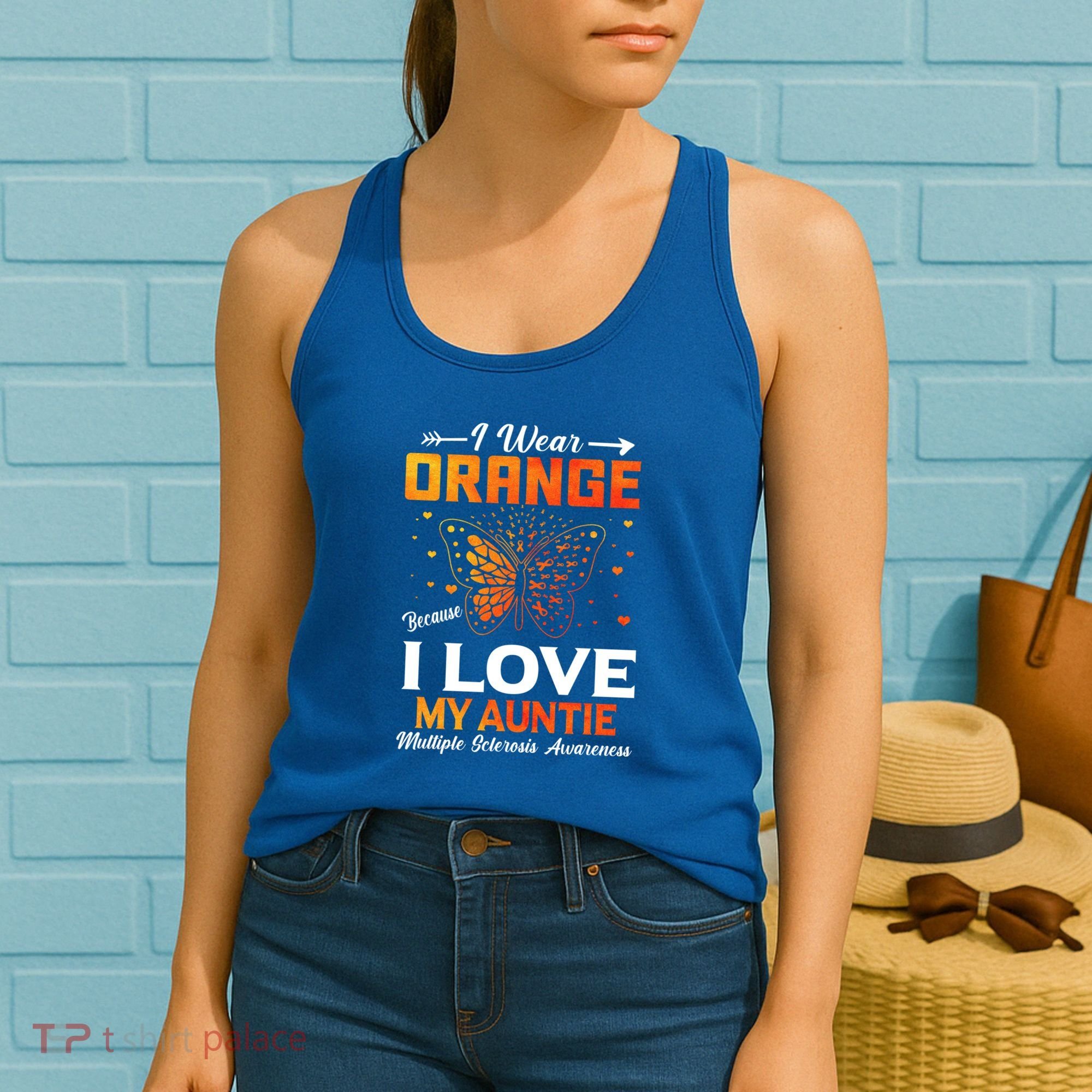 Multiple Sclerosis Ms Warrior I Wear Orange Auntie Gift Women's Tank Top