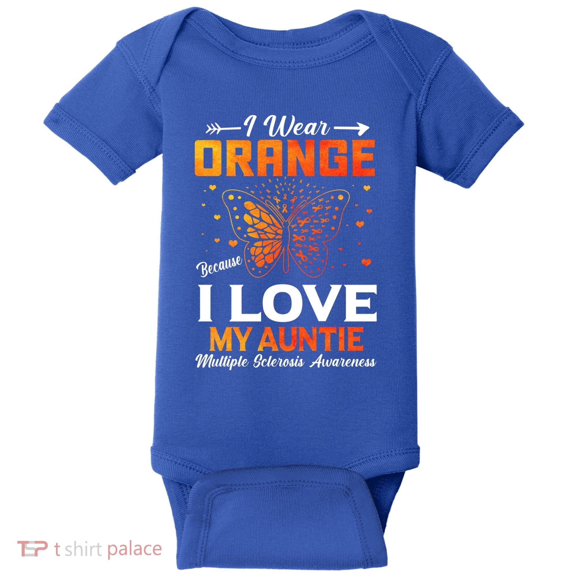 Multiple Sclerosis Ms Warrior I Wear Orange Auntie Gift Baby Bodysuit