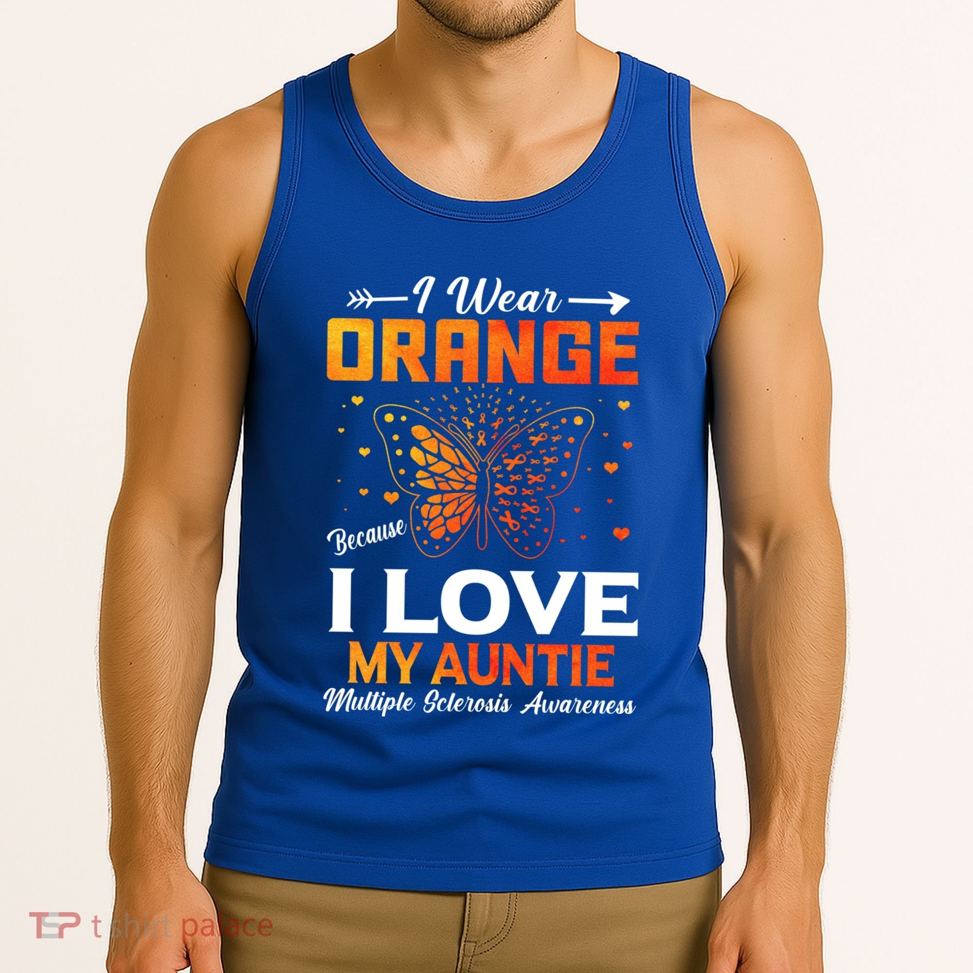 Multiple Sclerosis Ms Warrior I Wear Orange Auntie Gift Tank Top