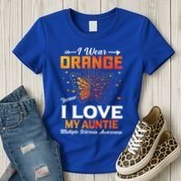 Multiple Sclerosis Ms Warrior I Wear Orange Auntie Gift Women's T-Shirt thumb 3