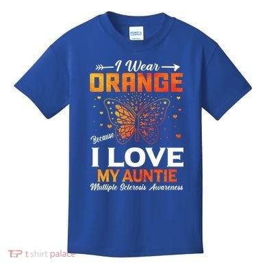 Multiple Sclerosis Ms Warrior I Wear Orange Auntie Gift Kids T-Shirt