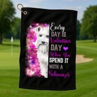 Miniature Schnauzer Mom Funny Valentines Day Dog Lovers Gift Golf Towel thumb 1