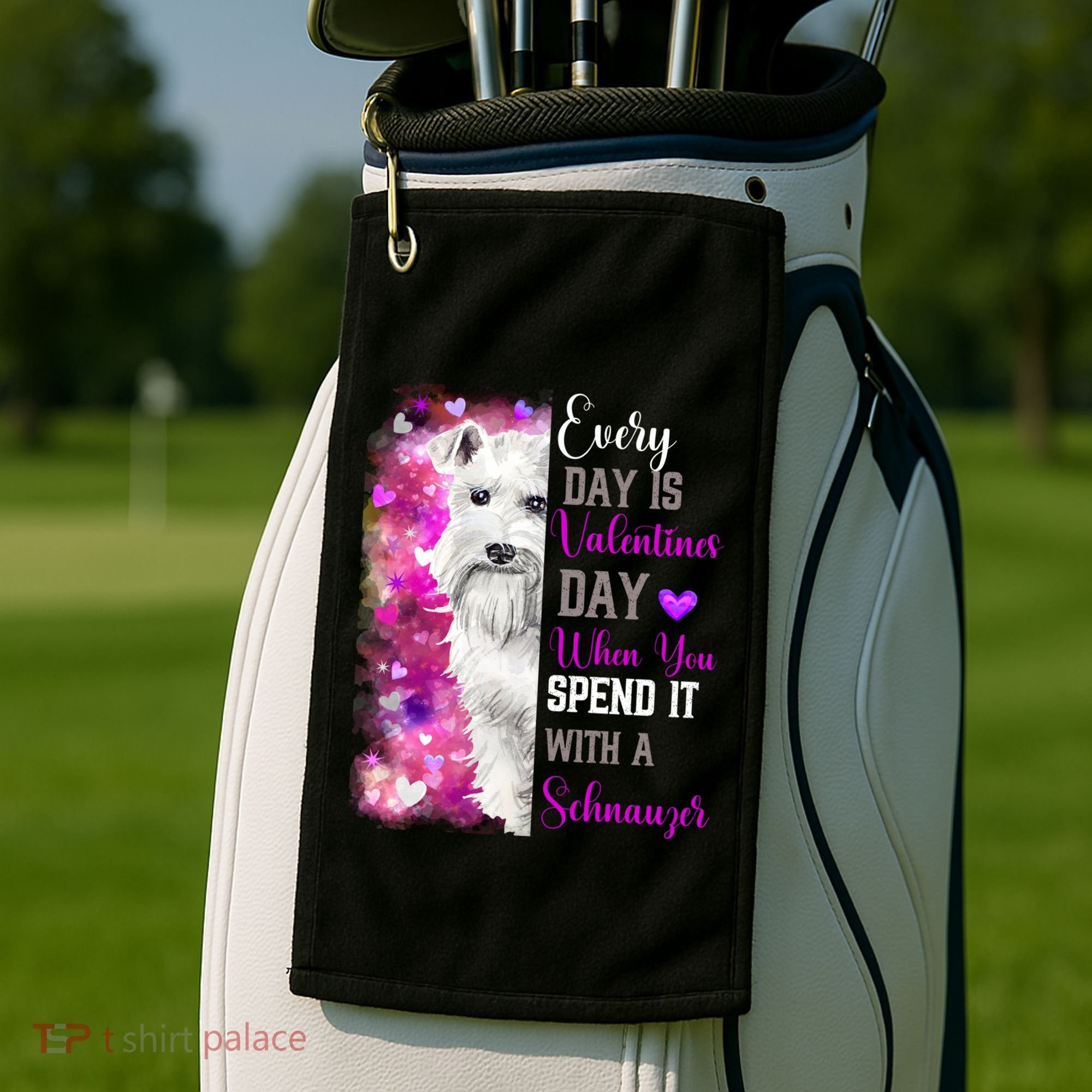 Miniature Schnauzer Mom Funny Valentines Day Dog Lovers Gift Golf Towel