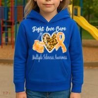 Multiple Sclerosis Ms Fight Love Cure Gift Kids Hoodie thumb 3