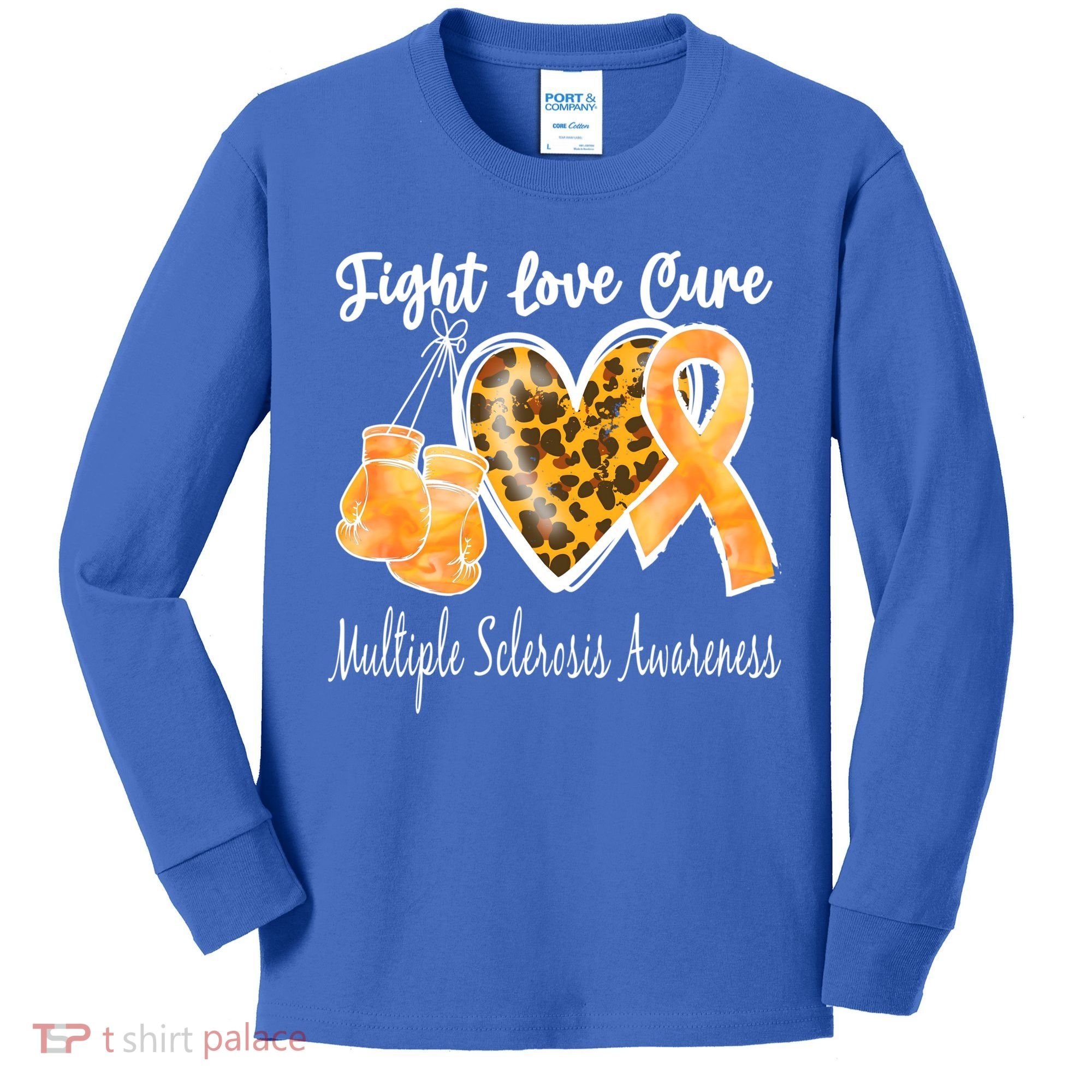 Multiple Sclerosis Ms Fight Love Cure Gift Kids Long Sleeve Shirt