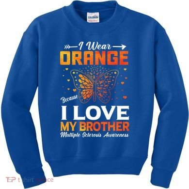 Multiple Sclerosis Ms Warrior I Wear Orange Brother Funny Gift Kids Sweatshirt