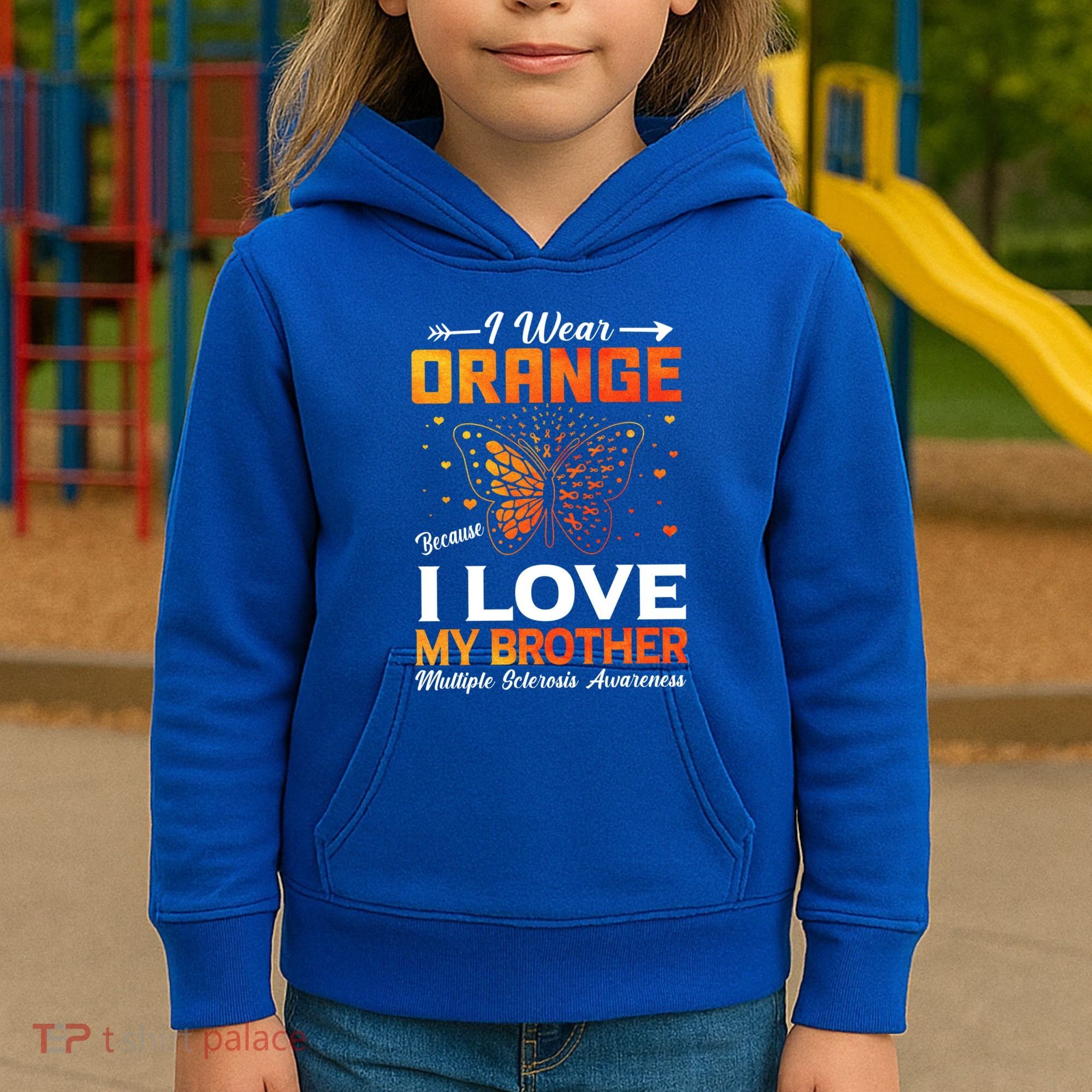 Multiple Sclerosis Ms Warrior I Wear Orange Brother Funny Gift Kids Hoodie