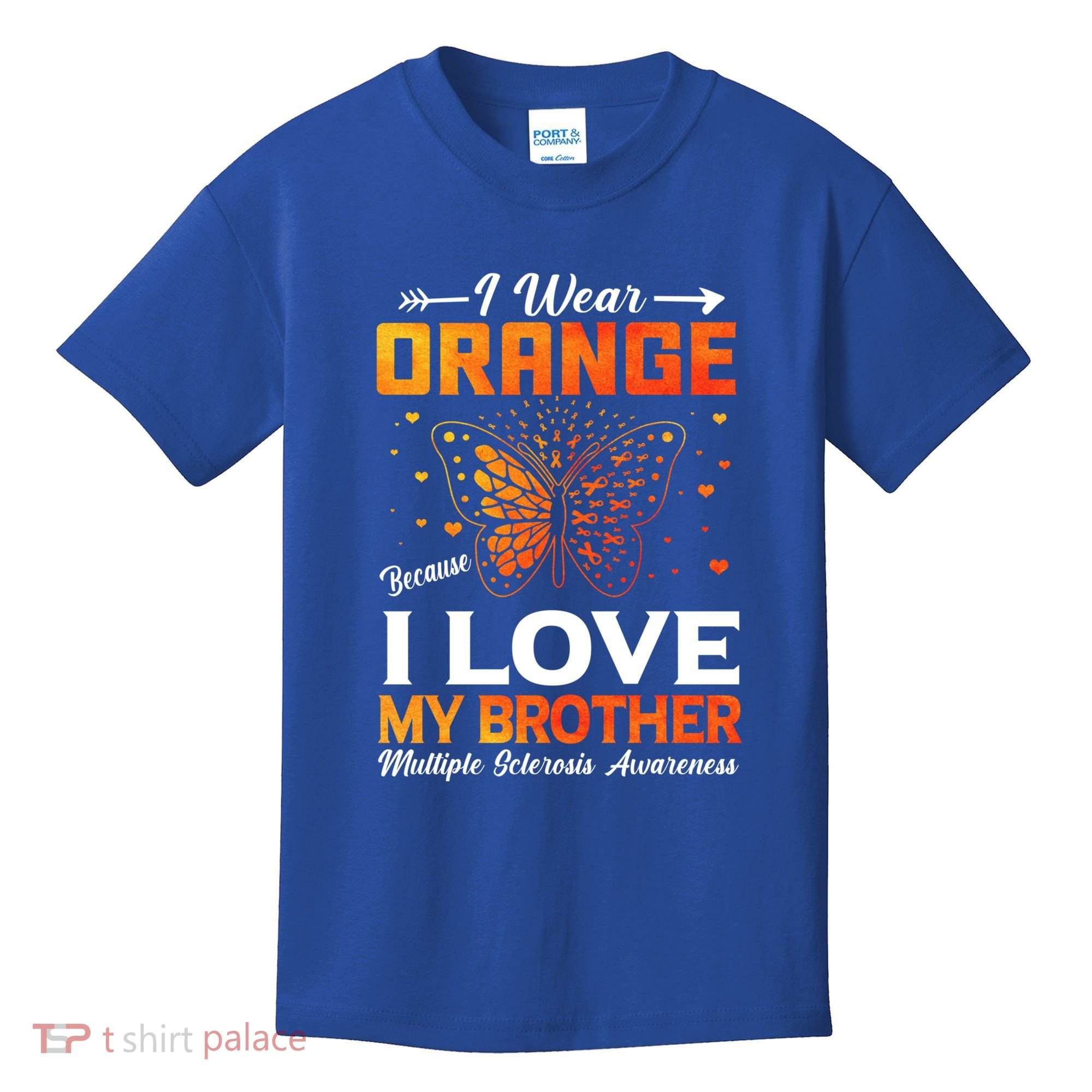 Multiple Sclerosis Ms Warrior I Wear Orange Brother Funny Gift Kids T-Shirt