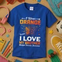 Multiple Sclerosis Ms Warrior I Wear Orange Brother Funny Gift Kids T-Shirt thumb 3