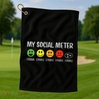 My Social Meter Funny Introvert Too Many People Sarcasm Golf Towel thumb 1