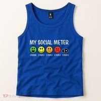 My Social Meter Funny Introvert Too Many People Sarcasm Tank Top thumb 2