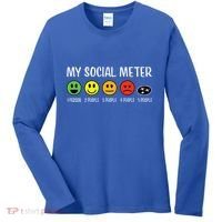 My Social Meter Funny Introvert Too Many People Sarcasm Women's Long Sleeve Shirt thumb 0