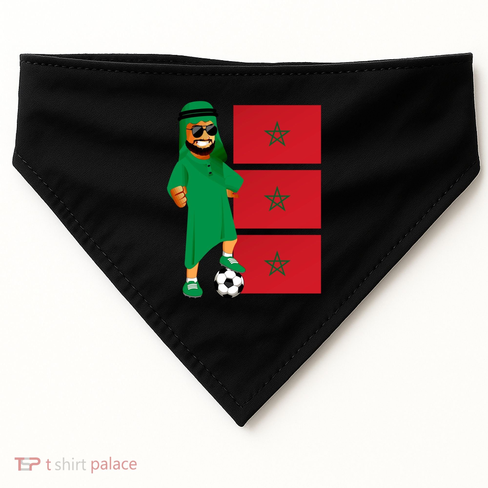 Moroccan Sheik Morocco Flag Soccer Gift USA-Made Doggie Bandana