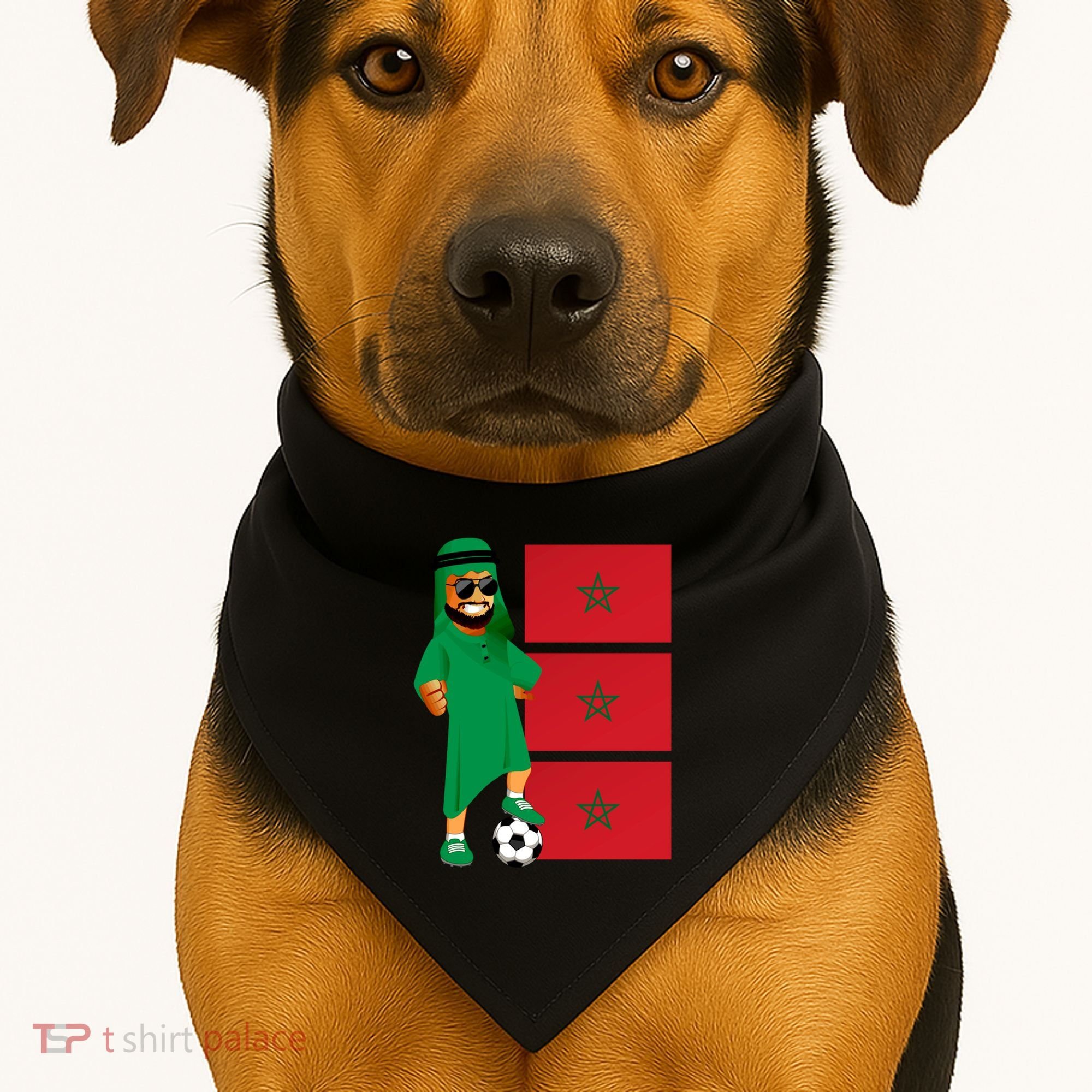 Moroccan Sheik Morocco Flag Soccer Gift USA-Made Doggie Bandana