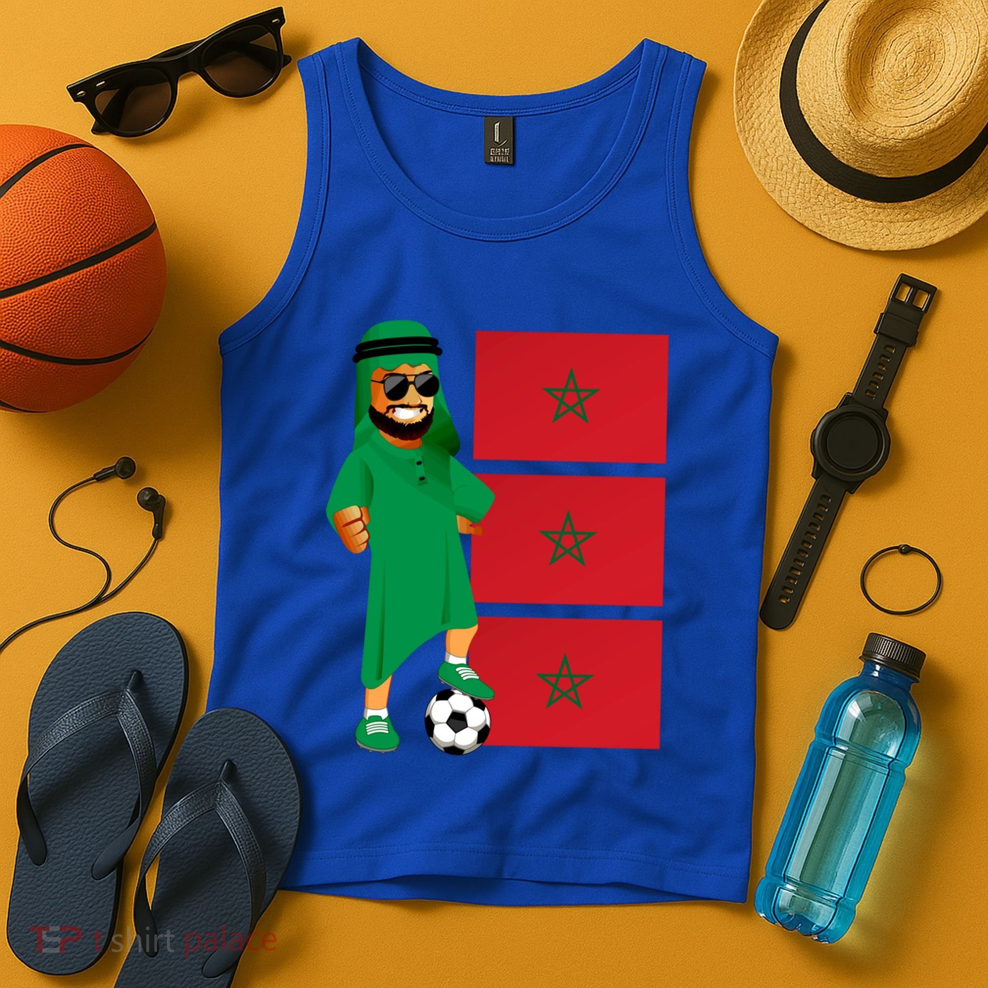 Moroccan Sheik Morocco Flag Soccer Gift Tank Top