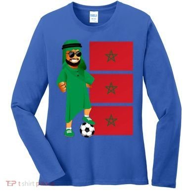 Moroccan Sheik Morocco Flag Soccer Gift Women's Long Sleeve Shirt