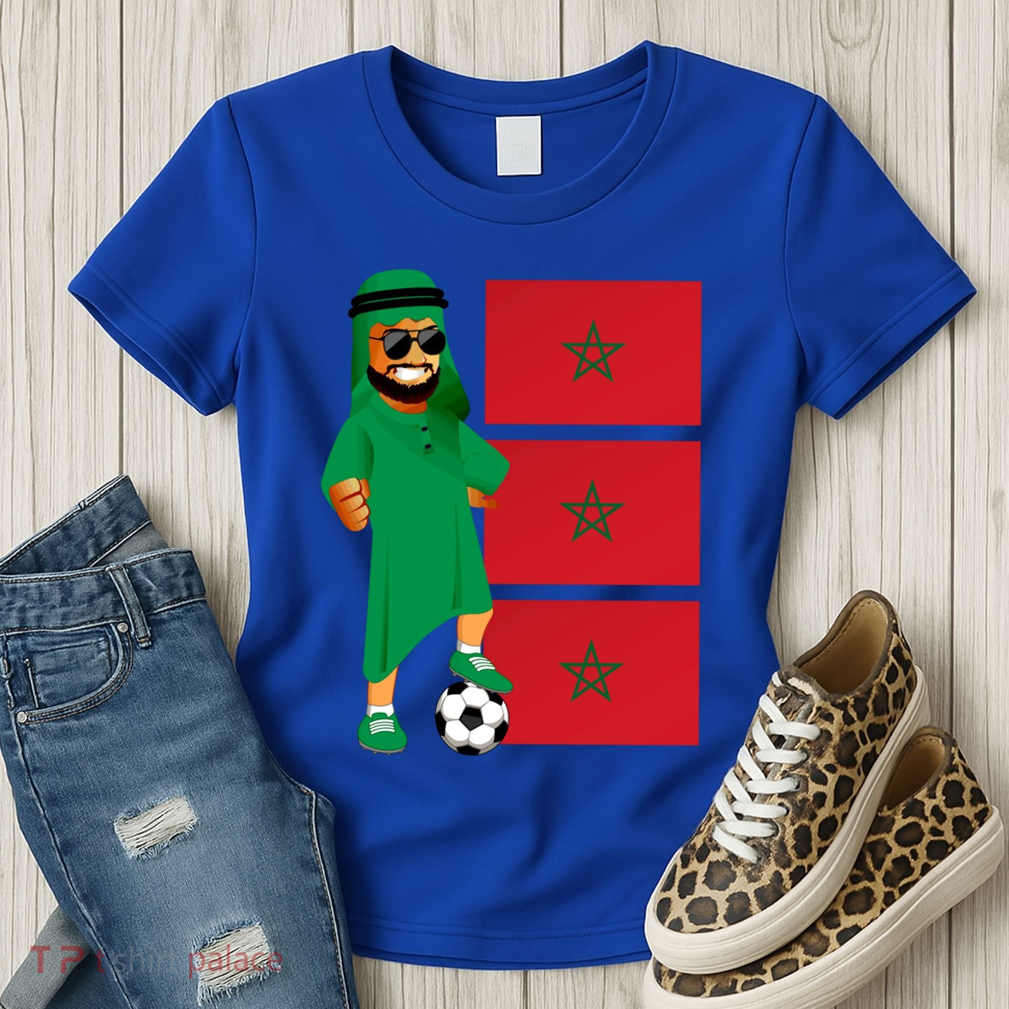 Moroccan Sheik Morocco Flag Soccer Gift Women's T-Shirt