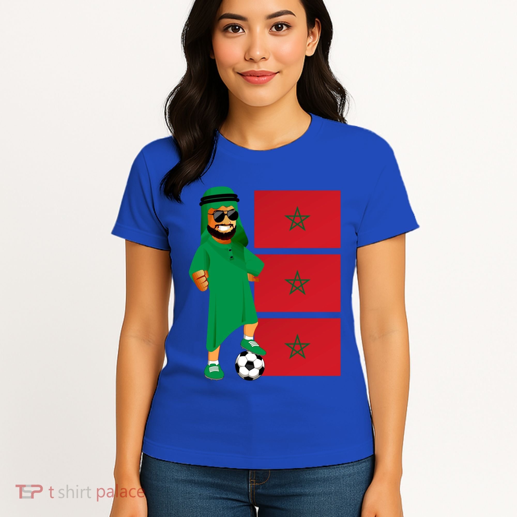 Moroccan Sheik Morocco Flag Soccer Gift Women's T-Shirt