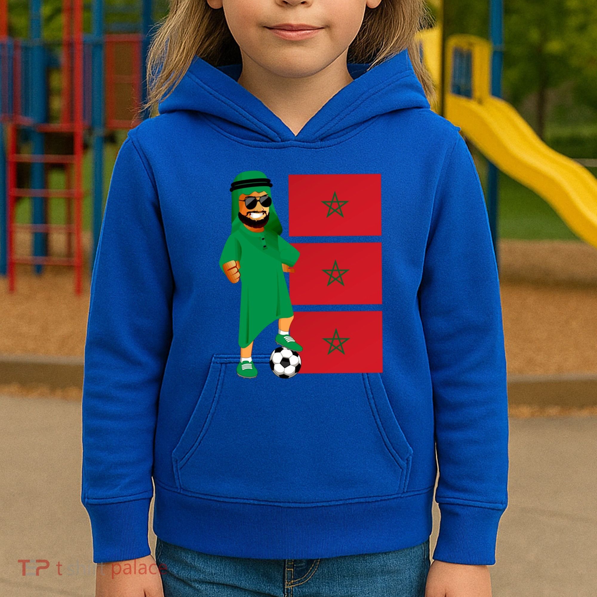 Moroccan Sheik Morocco Flag Soccer Gift Kids Hoodie