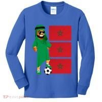 Moroccan Sheik Morocco Flag Soccer Gift Kids Long Sleeve Shirt thumb 0