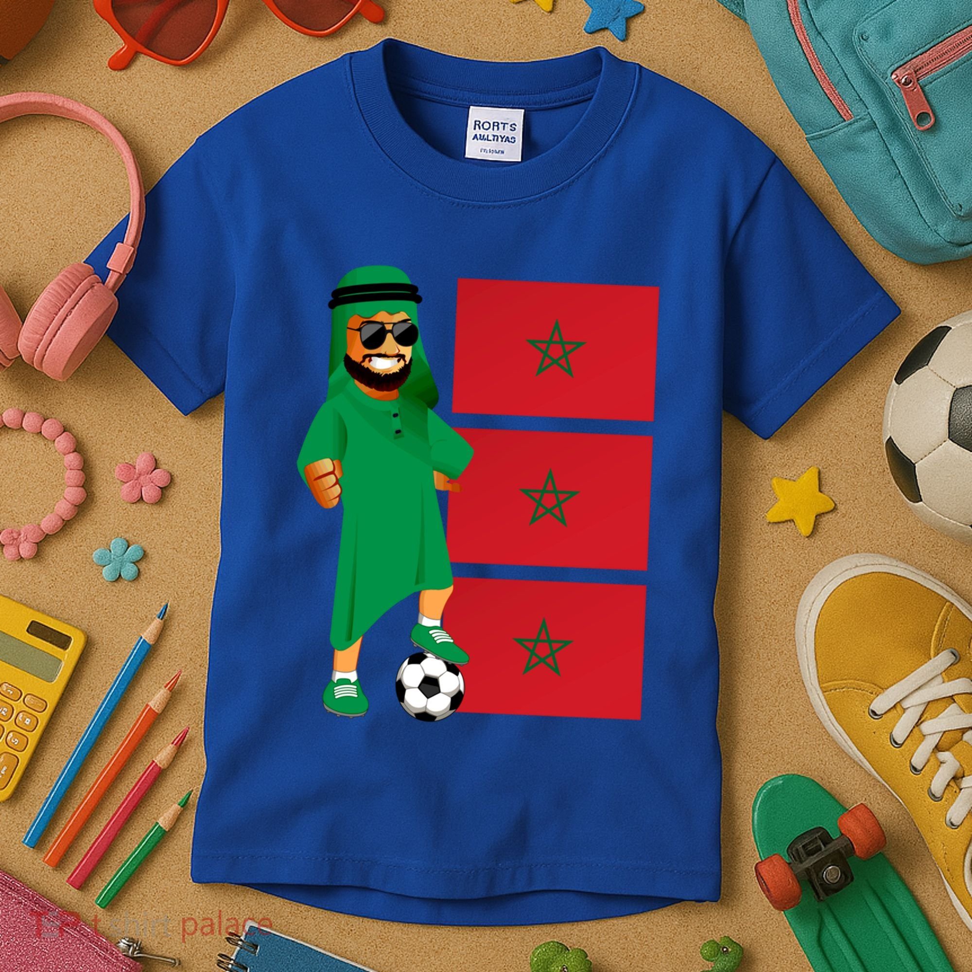 Moroccan Sheik Morocco Flag Soccer Gift Kids T-Shirt