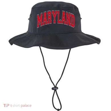 Maryland State Md Red Text Bucket Hat
