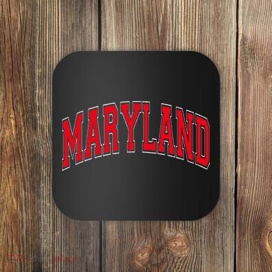 Maryland State Md Red Text Coaster
