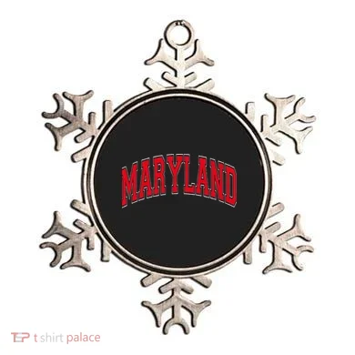 Maryland State Md Red Text Ornament