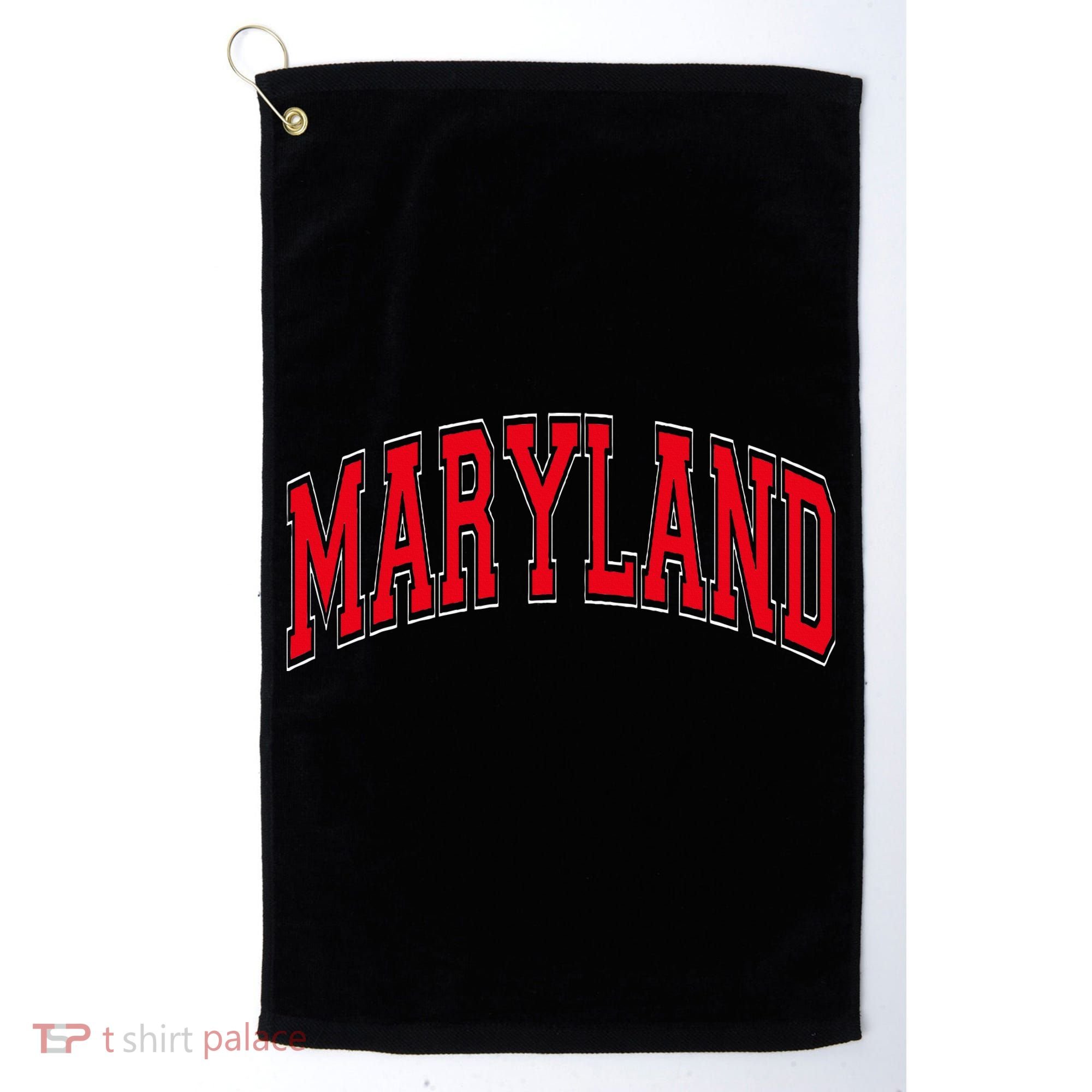 Maryland State Md Red Text Golf Towel