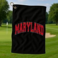 Maryland State Md Red Text Golf Towel thumb 1