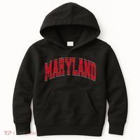 Maryland State Md Red Text Kids Hoodie thumb 0