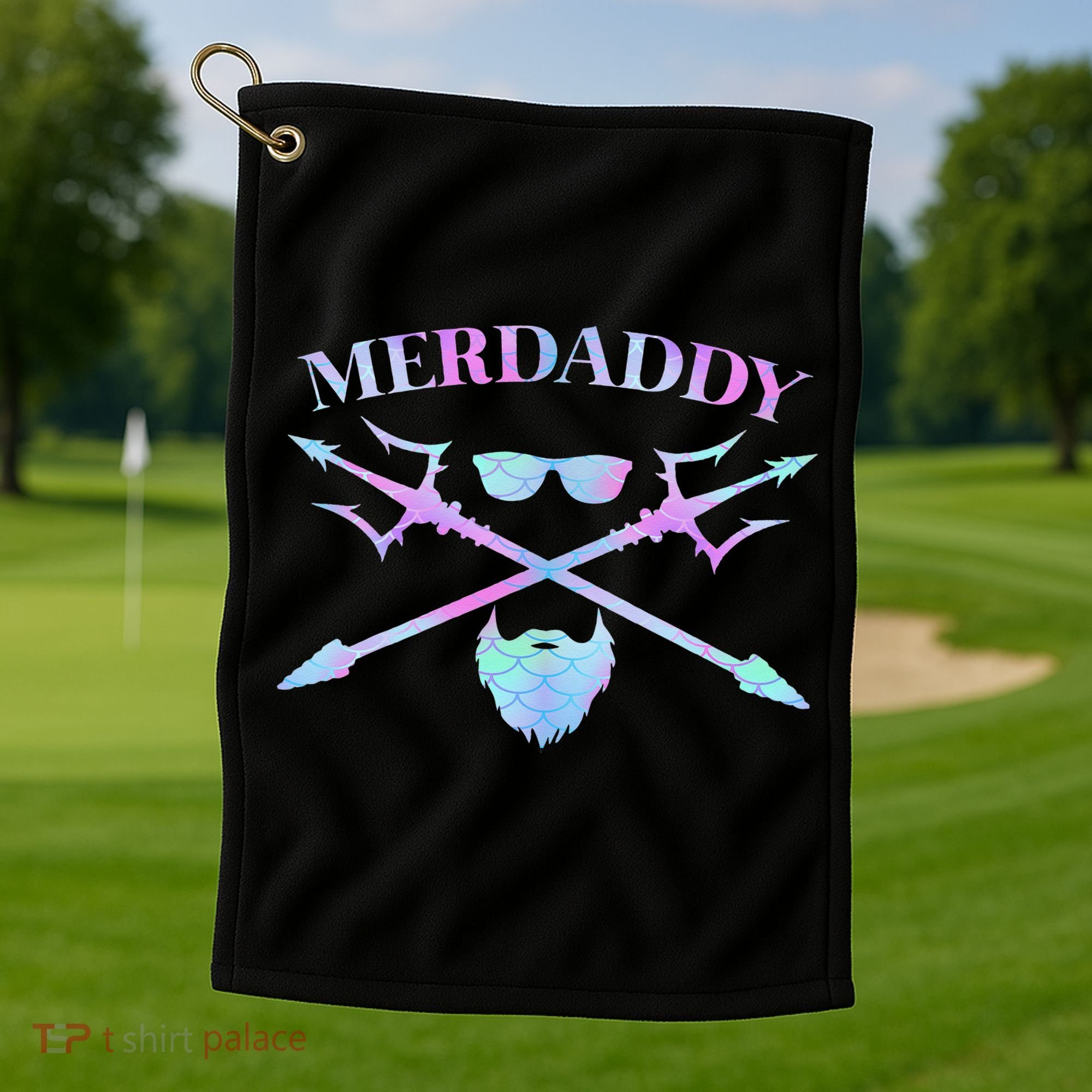 Merdaddy Security Merman Merdad Daddy Costume Father's Day Golf Towel
